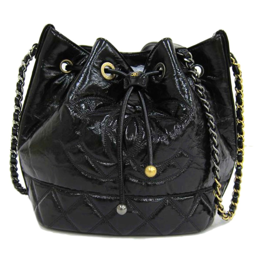 Chanel Cocomark Matelasse Draw String Shoulder Bag Black